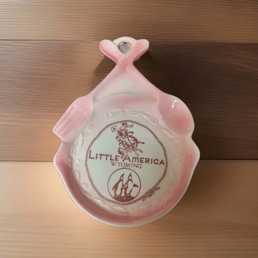 Vintage Pottery Spoon Rest Frying Pan Shape  Wyoming Souvenir